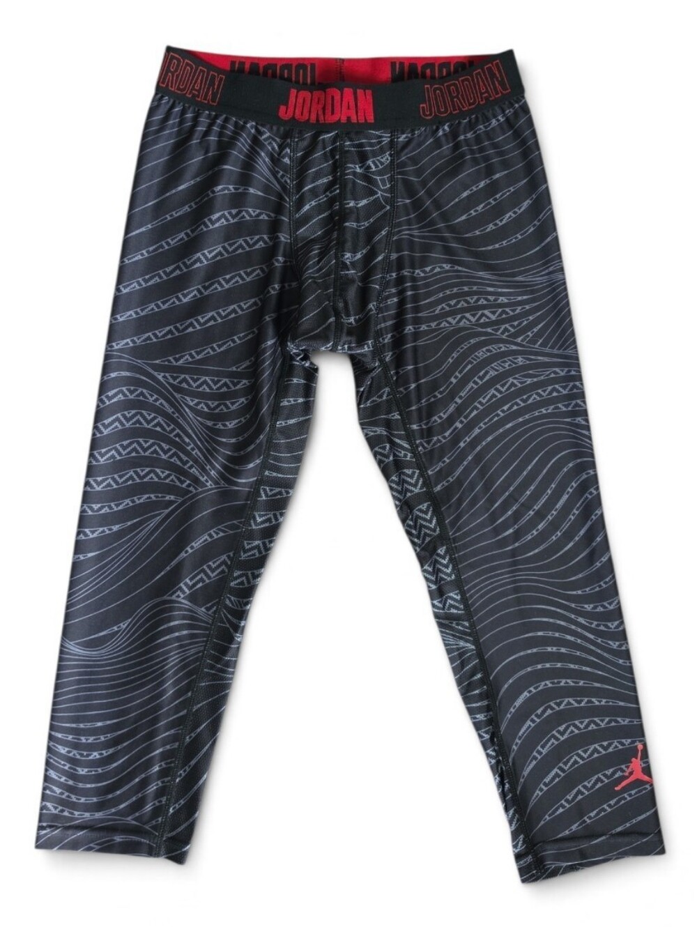 Boys Jordan Black & Gray Cropped Leggings-Boys Size Large